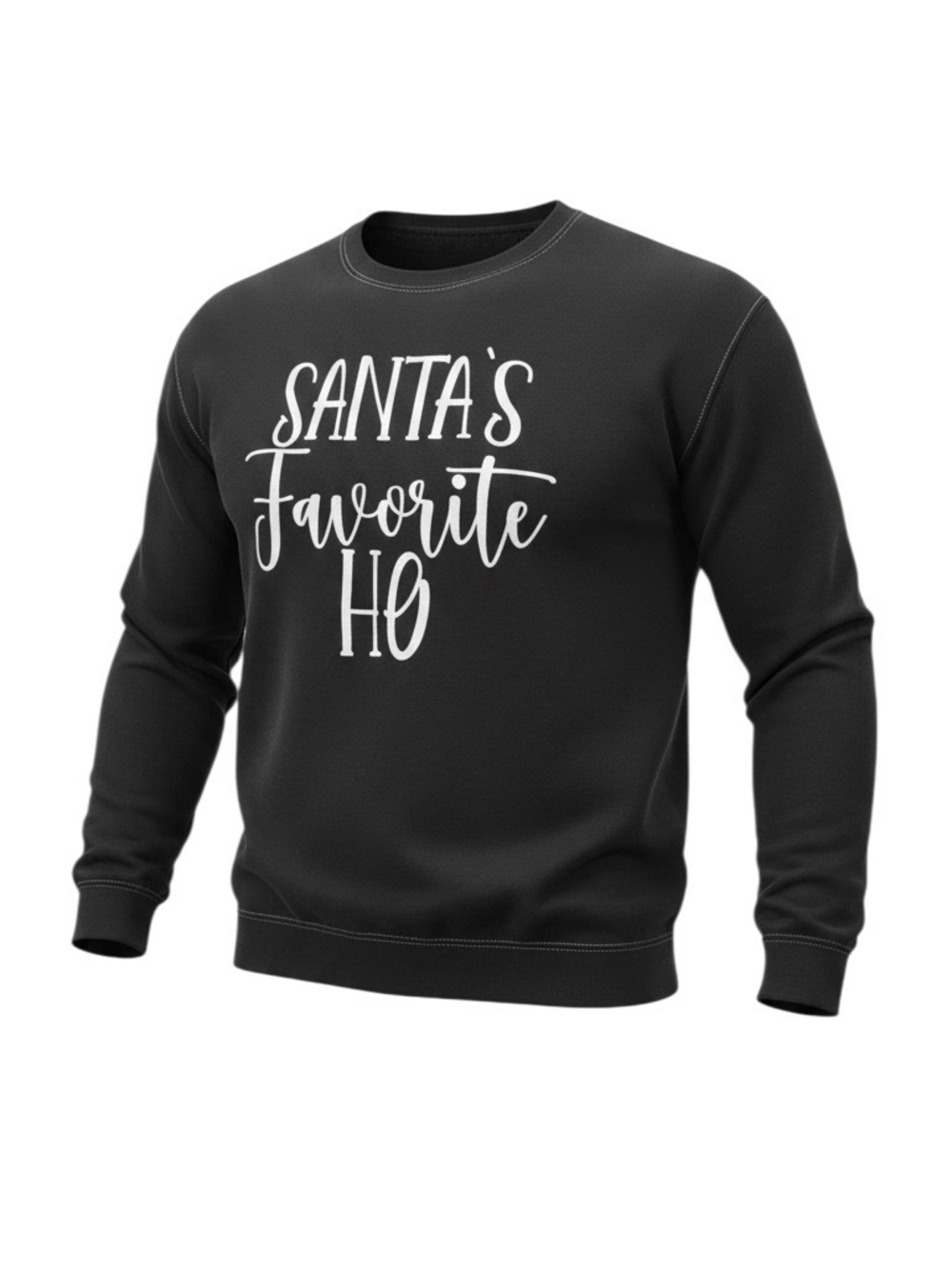Gildan Black Crewneck Sweatshirt with White Holiday Script - L